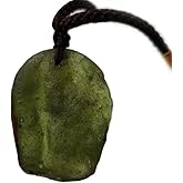 TAMHOPE Moldavite Czech Meteorite Glass Raw Rough Stone Necklace,Aerolites Crystal Stone Pendant(Green, Irregular Raw Stone)