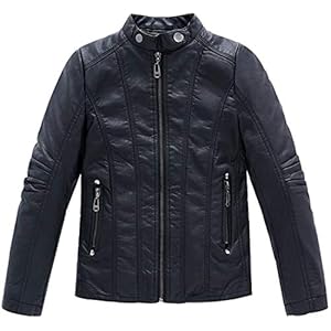 Echinodon Leren jack voor jongens, bikerjack, opstaande kraag, kindermotorjack van kunstleer