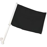 Black Solid Color Double-Sided Car Flag with Window Clip - 1 Dozen Pack (12)