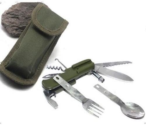 Folding Knives travel fork spoon tray Stainless Multifunction Tableware Knife Fork Spoon Flashlight spoon knife set fork spoon knife Outdoor 9 in 1