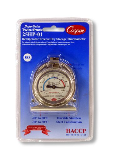 Cooper-Atkins 25HP-01-2 Bi-Metal Refrigerator/Freezer Thermometer with HACCP Guideline, NSF Certified, -20/80F Temperature Range (Pack of 2)