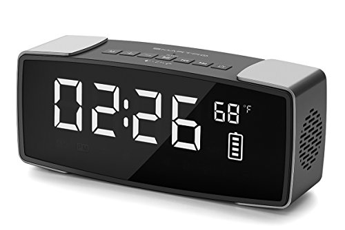 SMARTRO P2 Alarm Clock Bluetooth Speaker, Dual Loud Alarm Clocks Radio for Bedrooms, Bedside,Heavy Sleepers, 7" Large LED Display, Digital FM Radio, Stereo Sound, Snooze, AC& Battery Operated