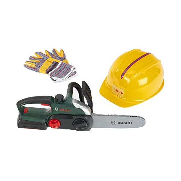 Theo Klein 8456 Bosch Worker Set I Robust chainsaw with light and sound I Incl Helmet and Work Gloves for Role - Playing…