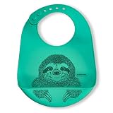 modern-twist Bucket Bib 100% plastic free silicone waterproof, adjustable, dishwasher safe, Bucket Bib, Green Sloth