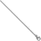 JewelryWeb Platinum Polished 0.9mm Solid Box Chain Necklace 16 Inch Chain Necklace for Women and Men