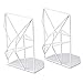 SRIWATANA Bookends White, Decorative Metal Book Ends Supports for Shelves, Unique Geometric Design(1 Pair/2 Pieces)