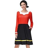 Women's Halloween Cosplay Olivia Costume Classic Adult Long Sleeve One Piece Dress Red Black 2XL