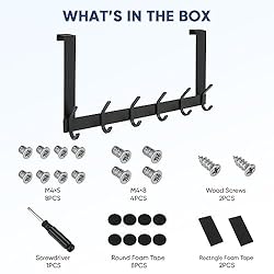 TICONN Over The Door Hooks, 6 Heavy Duty Dual Coat
