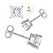 Noureda 14K White Gold Stud Earring Aprx 3 Carat Total Weight, 6mm Each Princess Cut Simulated Diamond Earring. Set on Prong Setting & Friction Style Post