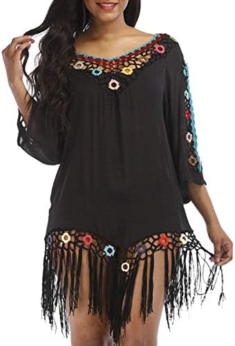 Beach Bathing Suit Cover Up Women Sexy Bikini Tassel Boho Swimwear Top