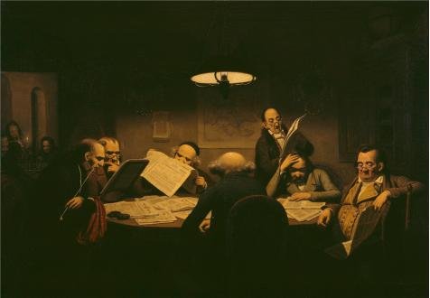 The High Quality Polyster Canvas Of Oil Painting 'Johann Peter Hasenclever - The Reading Room,1843' ,size: 20x29 Inch / 51x73 Cm ,this High Resolution Art Decorative Canvas Prints Is Fit For Hallway Decoration And Home Artwork And Gifts