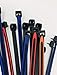 Rubber Lined, Releasable, Heavy-Duty Zip Ties, UV Rated, 8 Inch, Reusable, Black Nylon Zip Ties, Assorted Colors (Blue, Red, Orange) - GripLockTies (15, Or
