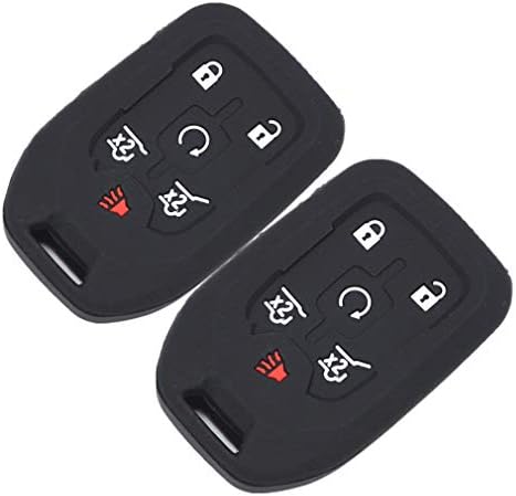 2Pcs MJKEY 6 Buttons Black Silicone Rubber Keyless Entry Remote Key Case Cover Fob Bag Shell Jacket Holder Protector for 2017 2016 2015 Chevrolet Suburban LTZ Tahoe GMC Yukon XL Acadia HYQ1AA