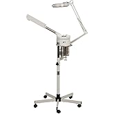 Buy-Rite 2-in-1 Marie Ozone Facial Steamer, 5 Diopter Magnifying Lamp, Fully Adjustable Height, 360' Swivel, Timer and Automatic Shut-Off, Large Star Base with Wheels, MEI-2001A