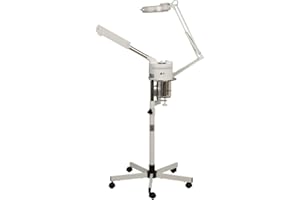 Buy-Rite 2-in-1 Marie Ozone Facial Steamer, 5 Diopter Magnifying Lamp, Fully Adjustable Height, 360' Swivel, Timer and Automatic Shut-Off, Large Star Base with Wheels, MEI-2001A