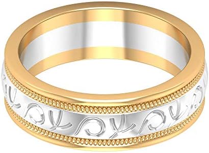 ミルグレイン結婚指輪ミックスメタルリングアンティークアニバーサリーリングアールデコ調のブライダルリング女性プロミスリング日常指輪ステートメントリング 10k ホワイトゴールド Size 8 Gcamedia Com