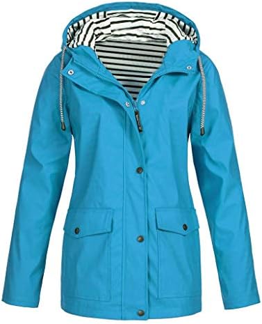 Women's Windproof Raincoat, Solid Rain Jacket, Outdoor Plus Waterproof Hooded Coat