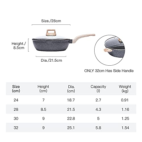 Carote Nonstick Deep Frying Pan with Lid, 10 Inch Skillet Saute Pan