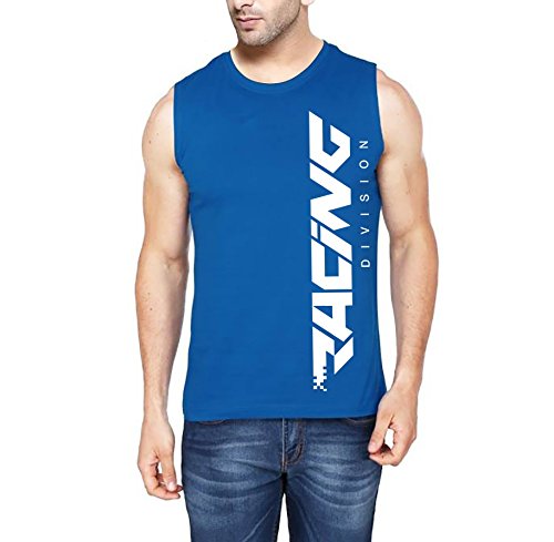hotfits men's cotton sleeveless t-shirt (blue)