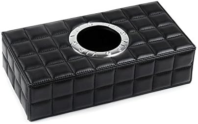 ESKONKE Car Tissue Box Leather Facial Napkin Holder Universal Box Cover for Home Office Car Automotive Decoration (C - Black)