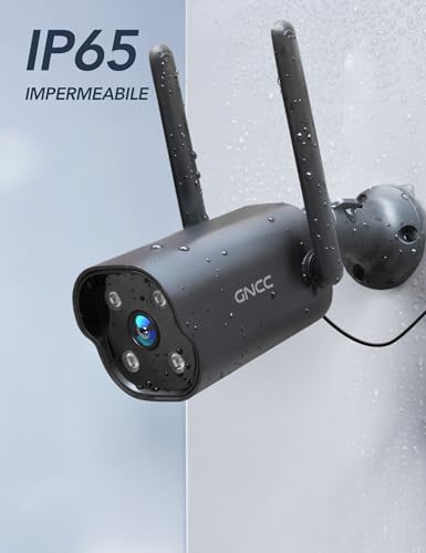 GNCC GT1Pro Kit 2 Outdoor WiFi Camera 2K, Fixed, IP65, Plug-in, Black | 2.4 GHz, IP65, 24/7, Motion Detection, Alexa Compatible, 110° Wide Angle, Two-Way Audio, SD/Cloud, Cable 3 m