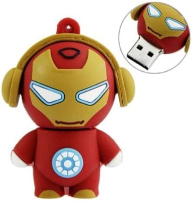 8GB USB Flash Drive Rubber Iron Man Tony Stark with a Headphone Shaped 8G Memory Stick USB 2.0 U Disk - Red