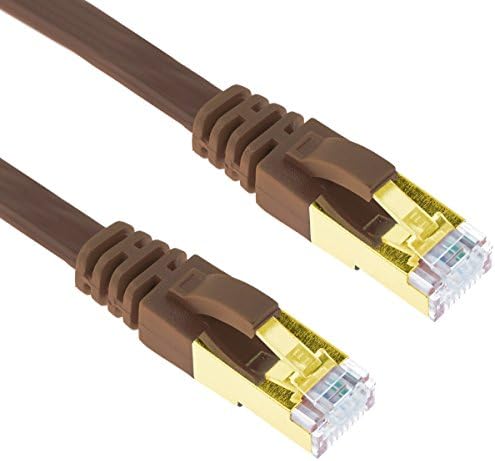 GizzmoHeaven 3.3FT Brown Cat7 Ethernet Cable High Speed Flat Network RJ45 LAN Patch Lead for Home and Office Networking Gold Plated 10Gbps 600MHz - 3.3 Feet / 1 Metre Brown
