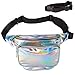 Holographic Fanny Pack, Belt Bag for Women | Adjustable Supreme Waist Bag, Phanny Pack for Kids, Adults, Silver | Great for Hiking, Travel, Festival, Rave, Party
