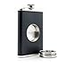 The Original Shot Flask - 8oz Hip Flask with a Built-in Collapsible Shot Glass - Stainless Steel with Premium Bonded Leather Wrapping (Black)