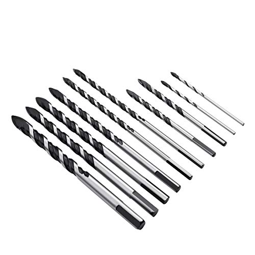 Masonry Drill Bits Set With High Bend Resistance Solid Carbide Tip Type Ideal for Drilling Building Materials (Tile, Brick, Cement, Concrete, Glass, Plastic, Cinder Block, Wood) Hardened Steel Body - Thumbnail 3