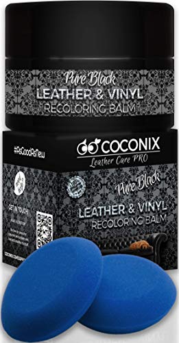 Coconix Leather Recoloring Balm Pure Black with Applicator - Recolor, Renew, Repair & Restore Aged, Faded, Cracked, Peeling and Scuffed Leather & Vinyl Couches, Boat or Car Seats, Furniture 8 oz - Thumbnail 6