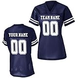 Womens Custom Football Replica Team Jersey (XX-Large, Navy - 2 Line)