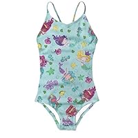 Funnycokid Girl Mermaid Swimsuit Printing Novelty Swimwear UPF 50+ Sun Protection Bathing Suit 9-10