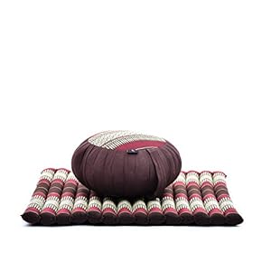 Leewadee Meditation Cushion Set: Round Zafu Pillow and Large Square Zabuton Mat For Floor Seating Eco-Friendly Organic and Natural, Kapok