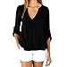 YANG-YI Womens Loose Long Sleeve Chiffon Casual Blouse Tops Fashion V-Neck Blouse