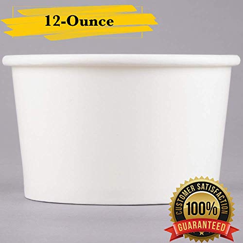 MM Foodservice White Paper Ice Cream Cups, Disposable Paper Frozen Yogurt Cups, Leak Resistant Paper Cups (25, 12-Ounce) - Thumbnail 3