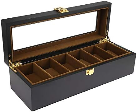 XelparucTS 6 Grids Wooden Watch Box Jewelry Display Storage Organizer