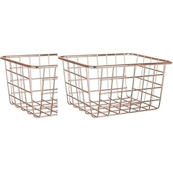 2 pack Rose Gold Wire Basket Organizing Storage Crafts Decor Kitchen