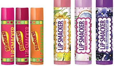 6 pack Lip Smackers :Citrus Sunflower - Coconut Orchid - Blackberry Violet-Strawberry Banana-Cherry Kiwi-Mango Melon/Lip Balm Trio Starburst Trio/Garden Bouquet Lip Balm