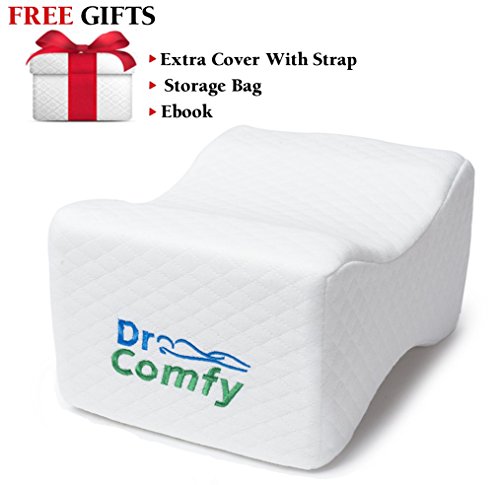 Dr. Comfy Knee Memory Foam Support  Pillow For Side Sleepers: Pain Relief For Legs, Hips, Back, Sciatica And Spinal Alignment- Orthopedic Wedge Contour