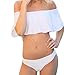JIANLANPTT Lady Girls Off Shoulder Ruffle Swim Bathing Suit Bikini Two Piece Set