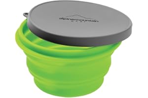 ALPINE MOUNTAIN GEAR Collapsible Silicone Bowl with Lid for Camping and Backpacking - Camping Dishware Gear Essentials in Small/Medium/Large (Made by Caddis Sports) (Medium (Green))