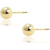 Hoberta Real 14k and 10K solid Yellow Gold Stud Earrings with Screw back for Women And Men for Sensitive ears Small & Minimalist Dot Studs Jewelry for Valentine's Day Gifts