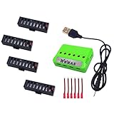 Wwman 4pcs 3.7V 500mah Batteries and 1to6 Battery Charger and 6pcs charging cable for JY018 WIFI EACHINE E52 Rc Quadcopter Drone Spare Parts