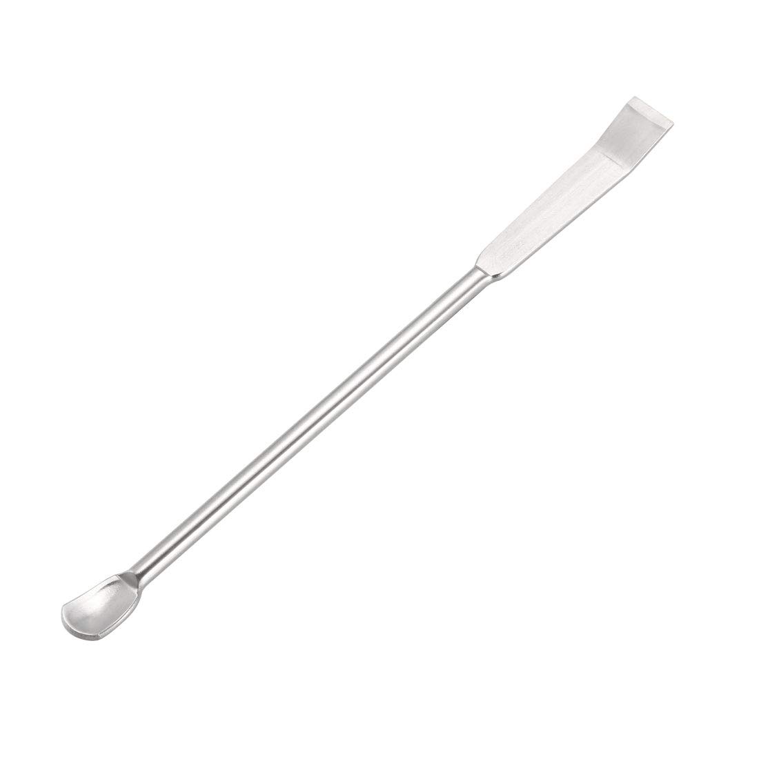 sourcing map Micro Lab Sampling Reagent Spoon 304 Stainless Steel 2 in 1 Double Head Laboratory Mixing Spatula 100mm 5Pcs
