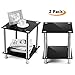 TAVR Glass Square End Table Set of 2 Industrial Night Stand Side Corner Coffee Table with Tempered Glass Shelves for Living Room Bedroom, Stainless Chrome Frame and Easy Assembly,Black ET5001