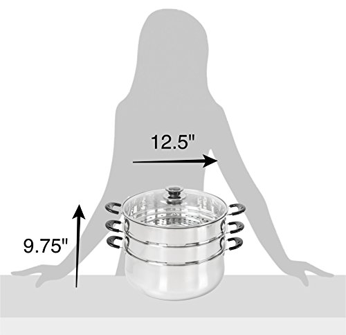 Concord 30 CM Stainless Steel 3 Tier Steamer Pot Steaming Cookware - Triply Bottom