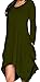 WearLove Women Asymmetrical Loose Long Sleeve Pockets Tunic Shirt Dress Army Green 2XL