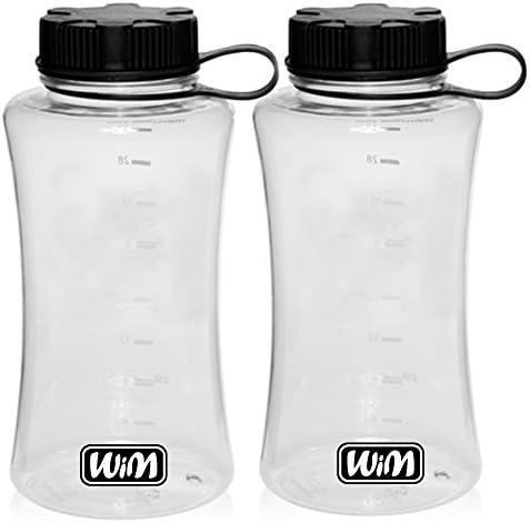 2 Pack Tritan Wide Mouth Water Bottles BPA-Free, More Than 64 Oz Total Water, 1-Liter Each, Measurements Marked Measured in Ounces and Milliliters, Eastman Tritan Wide Mouth Big Water Bottles, EASY TO DRINK 8 CUPS OF WATER EVERY DAY! IMPROVE YOUR SKIN AND VITAL ORGANS