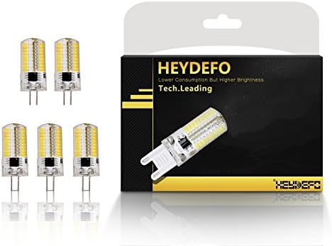 (5-PACK) HEYDEFO G4 Dimmable Silicone Crystal Indoor LED Corn Bulb 360 Degrees Capsule Spotlight Warm White(3000-3500K) Lamp Capsule AC 200-240V Bi-pin Base 72PCS 4014 SMD 2.5 Watt (G472220WW)